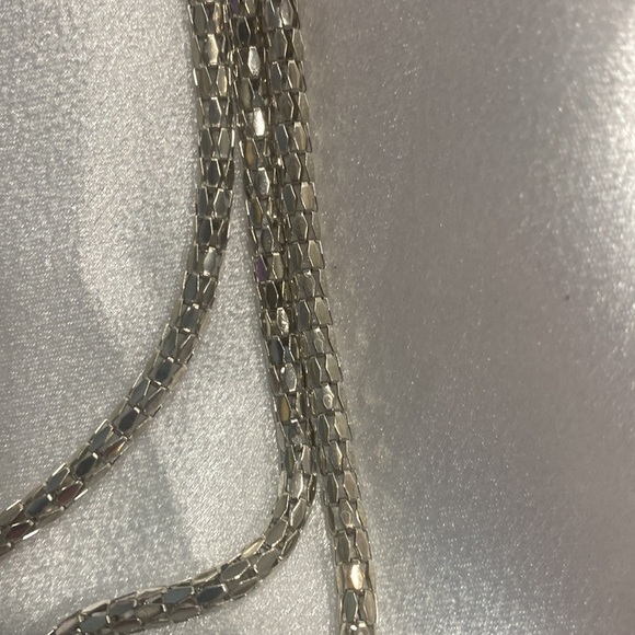 Womens  silver three thick  strand necklace - Picture 2 of 3